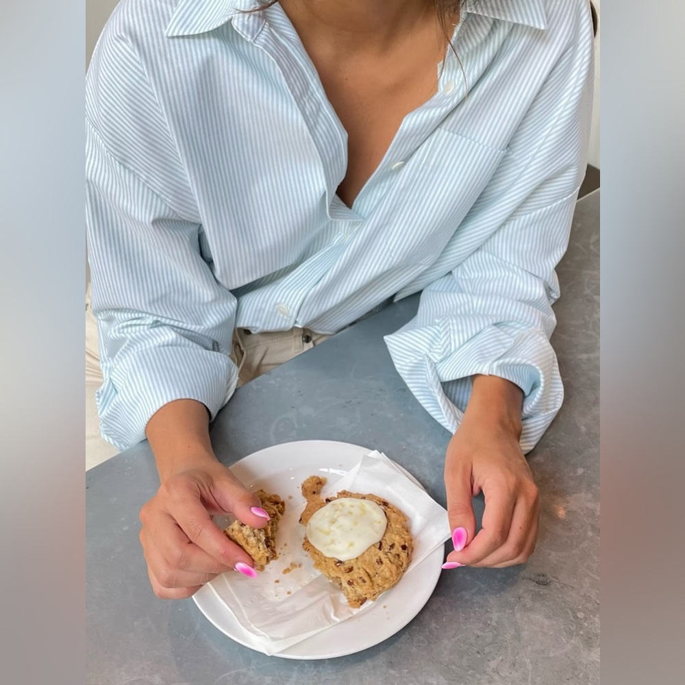 Djerf Avenue Breezy Shirt Green Stripe Button Down Size Small - Picture 2 of 14